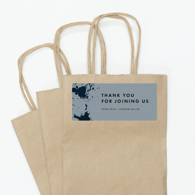 Brush Splash Wedding Gift Tags And Stickers - Blue