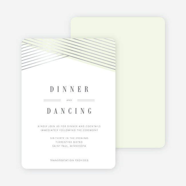 Diagonal Chic Wedding Reception Cards - Green