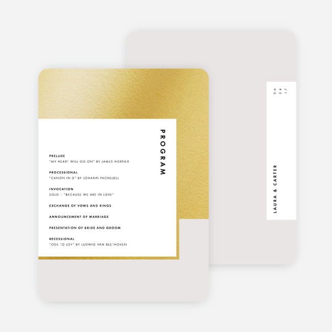 Foil Blocks Wedding Programs - Beige