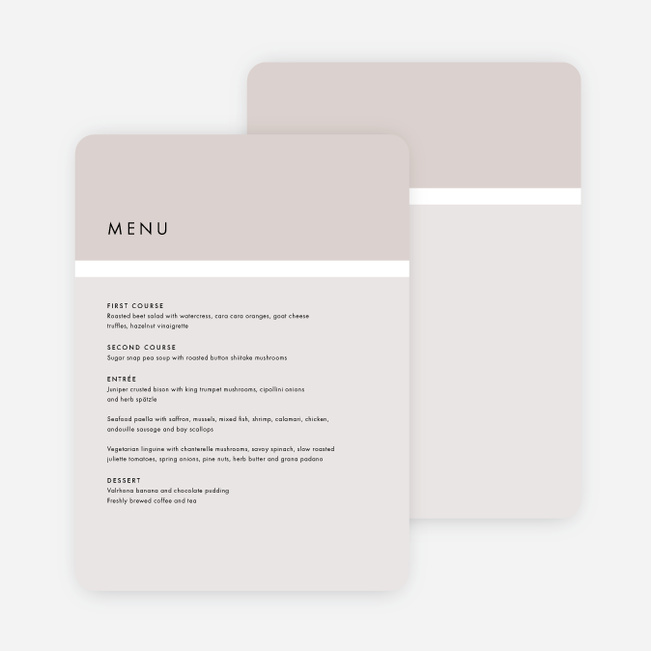 Stripe It Wedding Menus - Beige