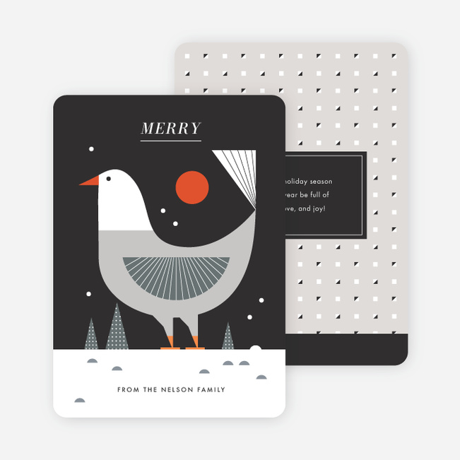 Retro Bird Christmas Cards - Black
