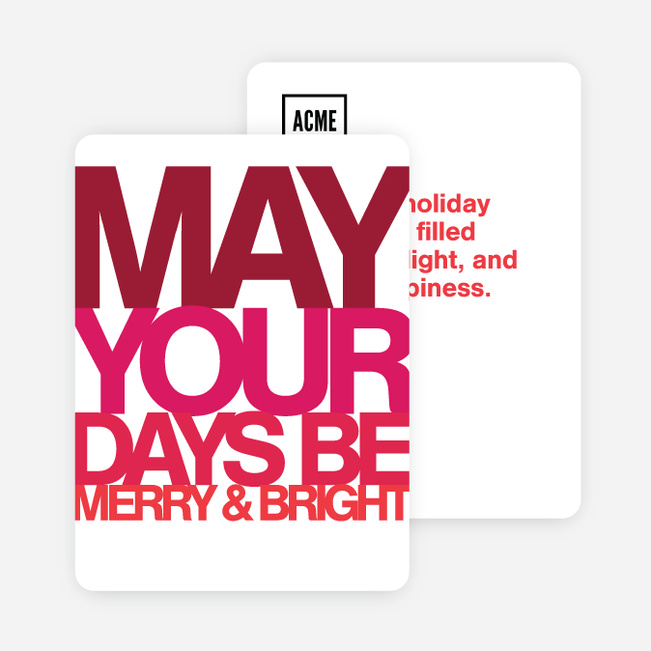 Bold Words Corporate Holiday Cards - Red
