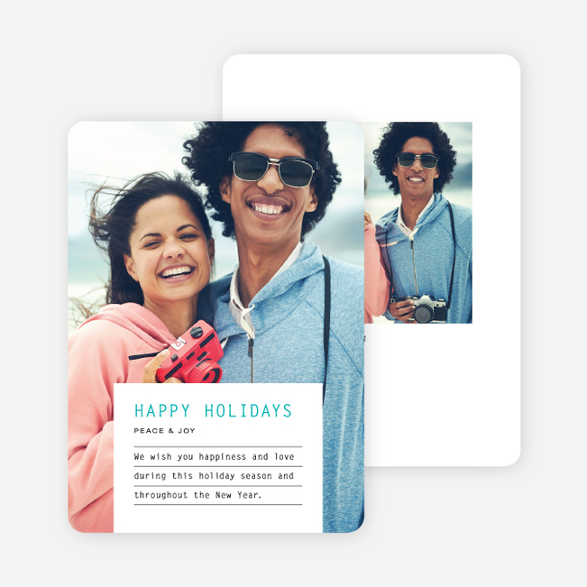 Geometric Label Holiday Cards - Blue