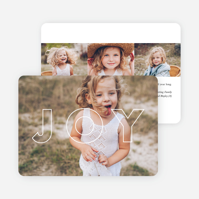 Joy Outline Holiday Photo Cards - Black
