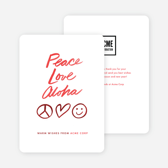 Peace Symbol Corporate Holiday Cards - Red