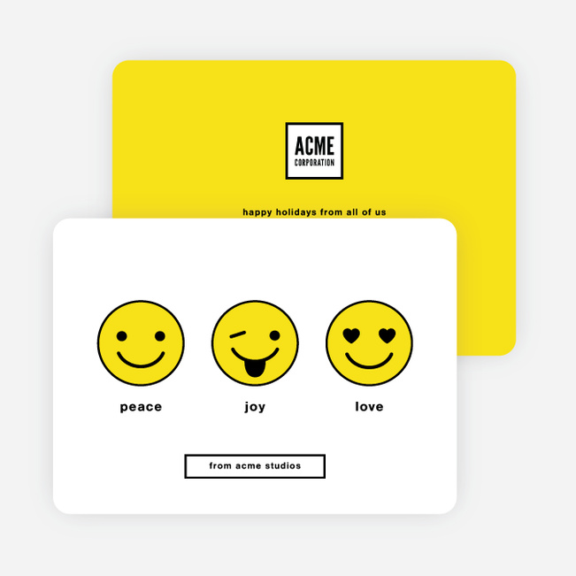 Emoticon Fun Corporate Holiday Cards - Yellow