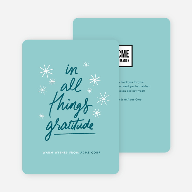 Express Gratitude Corporate Holiday Cards - Blue