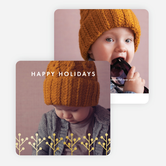 Foil Branches Holiday Cards - Yellow