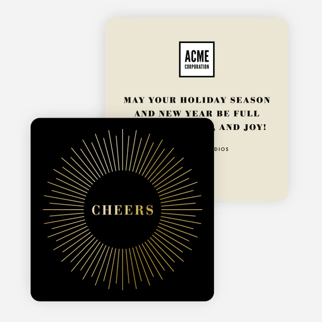 Foil Cheers Glow Corporate Holiday Cards - Black
