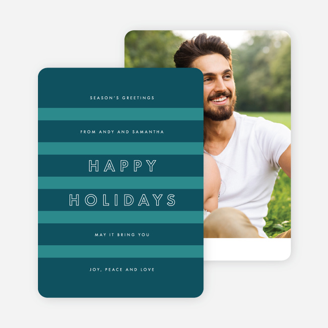Happy Stripes Holiday Cards - Blue