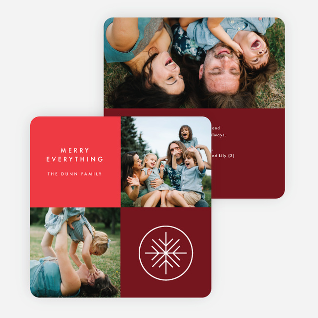 Modern Snowflake Holiday Cards - Red
