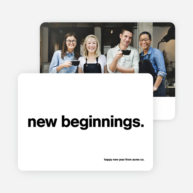 New Beginnings Corporate Photo Holiday Cards - Black
