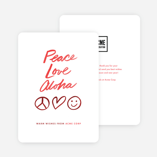 Peace Symbol Corporate Holiday Cards - Red