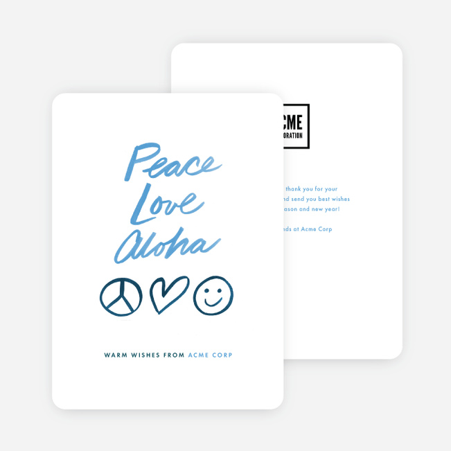 Peace Symbol Corporate Holiday Cards - Blue