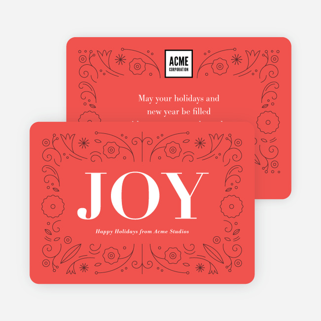 Simply Floral Corporate Holiday Cards - Red