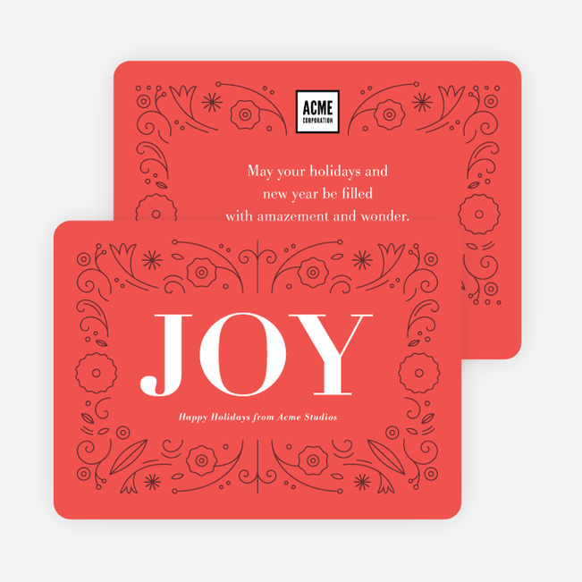 Simply Floral Corporate Holiday Cards - Red
