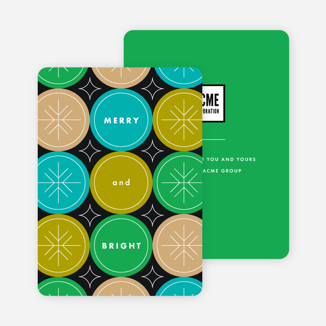 Snowflake Flurry Corporate Holiday Cards - Green