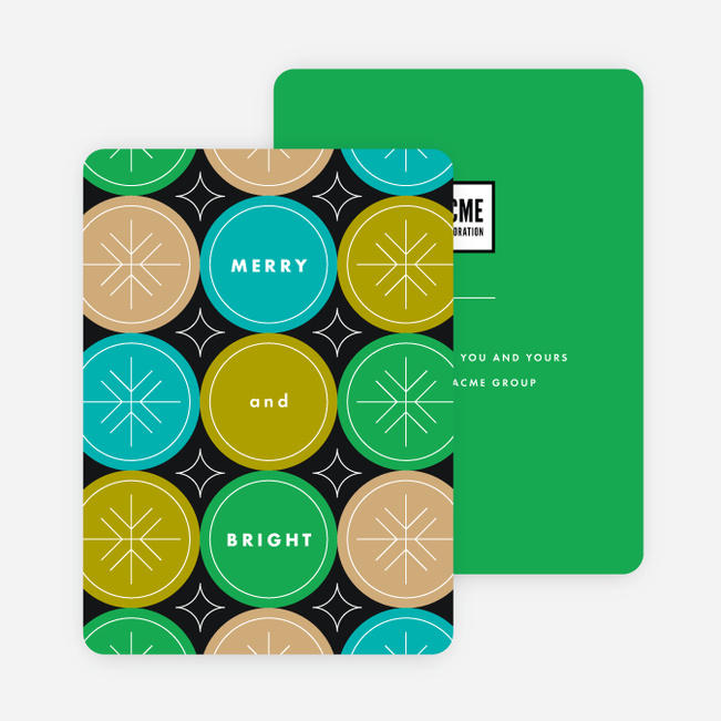 Snowflake Flurry Corporate Holiday Cards - Green