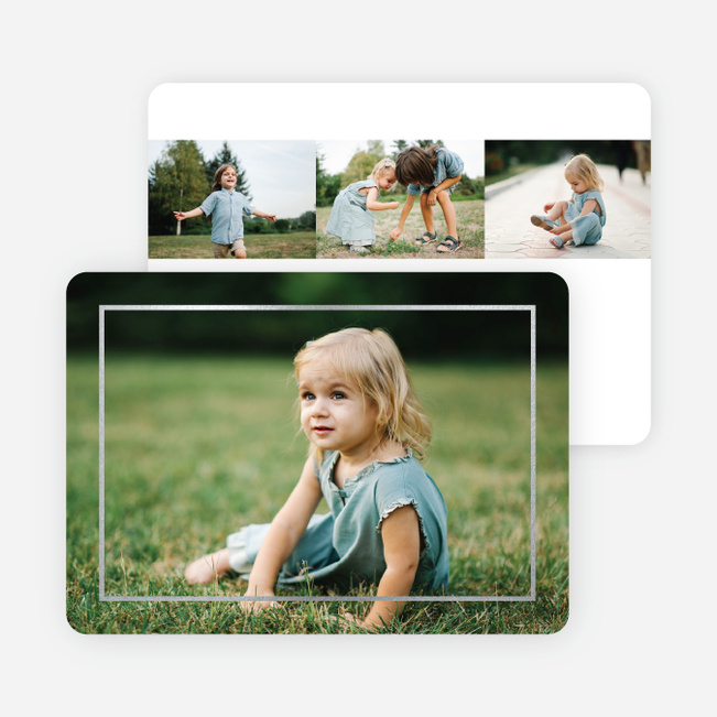 Thin Foil Border Photo Holiday Cards - Black