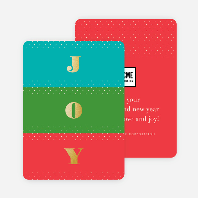 Foil Split Colors Corporate Holiday Cards - Red