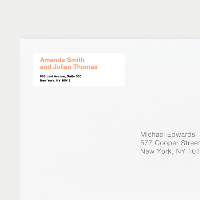 Shape Art Wedding Return Address Labels - Orange