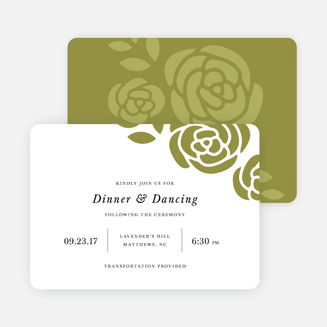 Coming Up Roses Wedding Reception Cards - Green