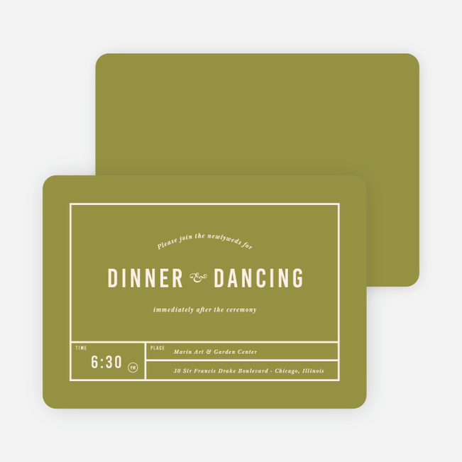 It’s a Date Wedding Reception Cards - Green
