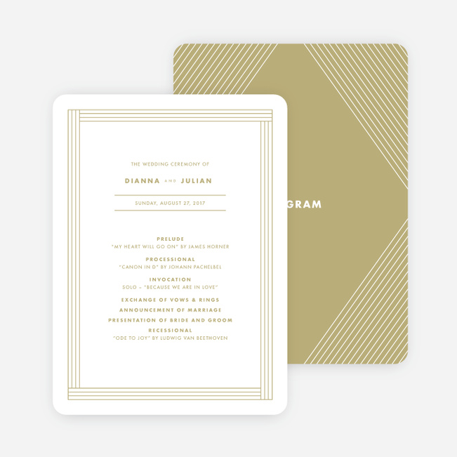 Diamond Wedding Programs - Beige