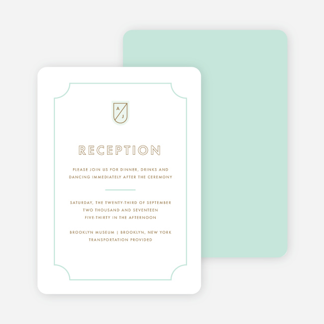 Tomorrow’s Crest Wedding Reception Cards - Green