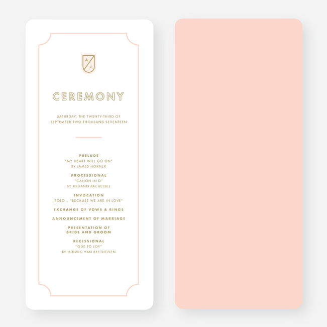 Family Crest Wedding Programs - Pink