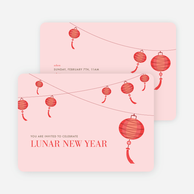 Raise the Red Lantern Chinese New Year Invitations - Pink