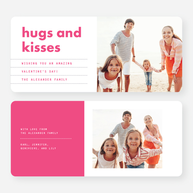 Hugs and Kisses Valentine’s Day Cards - Pink