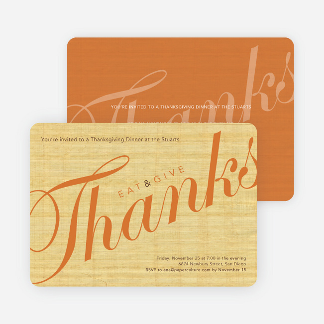 Eat & Give Thanks Thanksgiving Invitation - Wheat