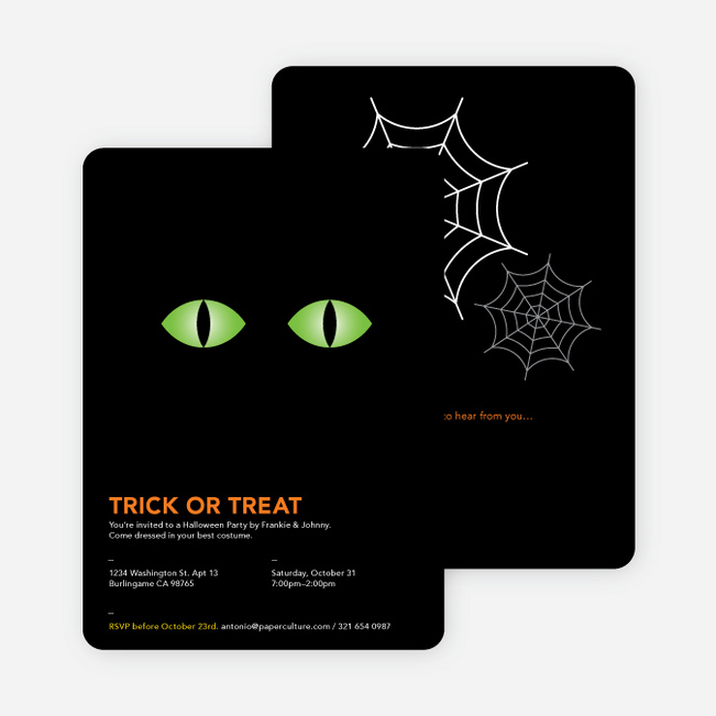 Trick or Treat Eyes Halloween Invitations - Pc Green