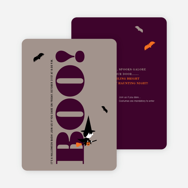 Wicked Witch Halloween Party Invitations - Taupe Gray