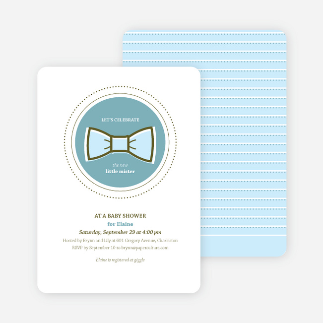 The Bowtie and the New Little Mister Baby Shower Invitations - Blue