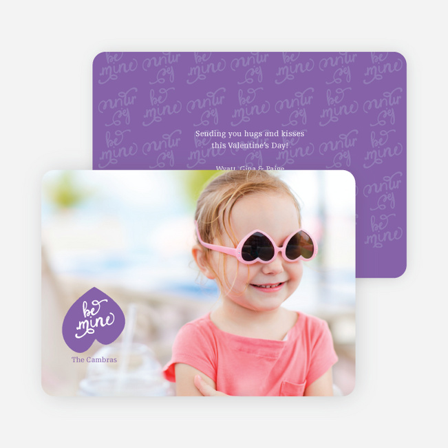 Be Mine Script Valentine’s Day Cards - Purple