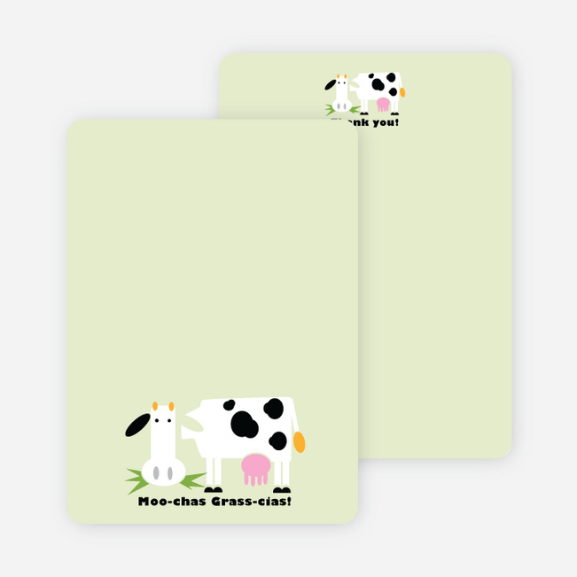 Moo-chas Grass-cias Cow Stationery - Honeydew