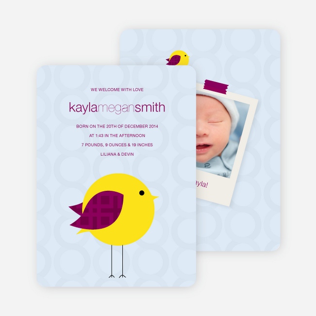 Tweetie Birth Modern Baby Announcement - Light Blue