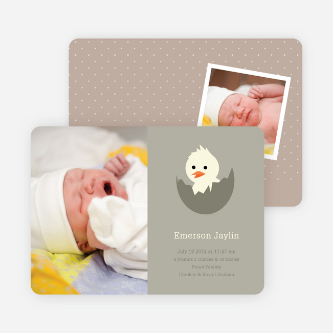 Your Newborn Has Hatched: Modern Baby Announcement - Dark Khaki