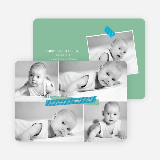 Birth Announcements Photo Collage - Blue