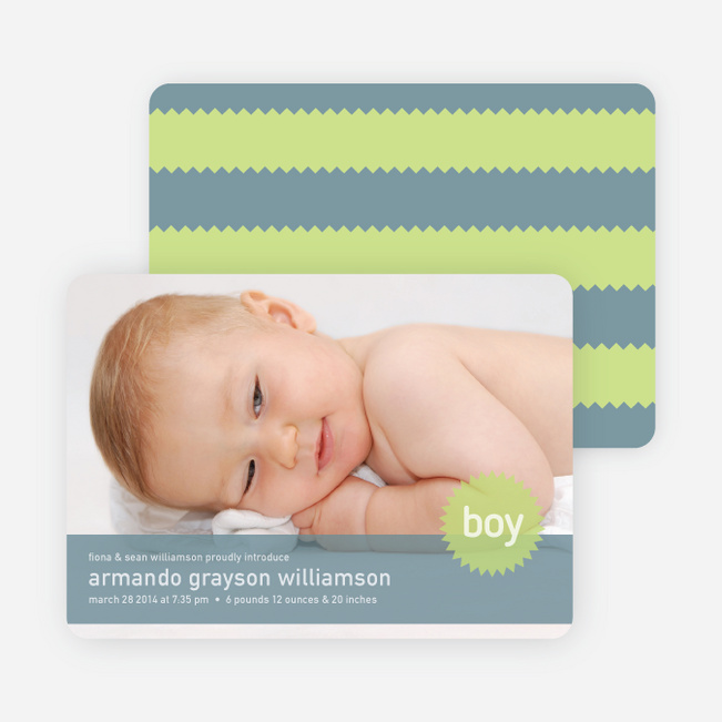 Modern Photo Announcements: Banner and Star - Baby Blue