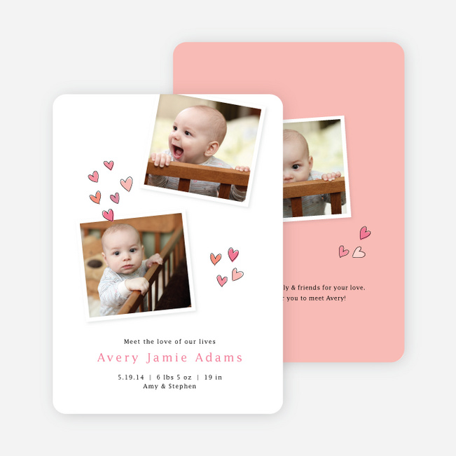 Sweethearts full of Love Birth Announcements - Pink
