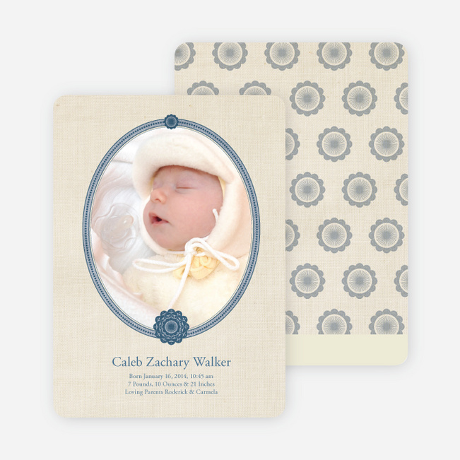 Classic Frames: Vintage Photo Birth Announcement - Blueberry