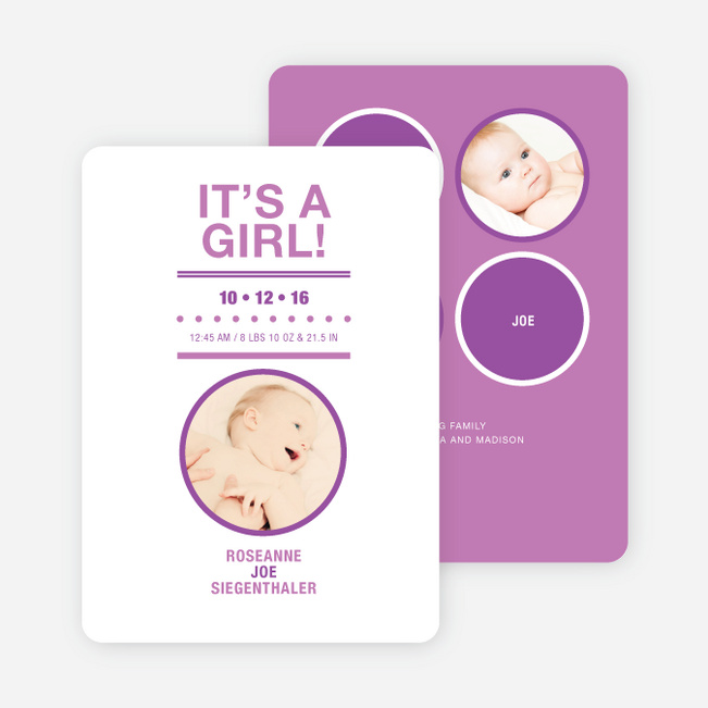 It’s a Girl Baby Announcements - Amethyst