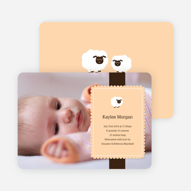 Your Little Lamb Photo Birth Announcements - Apricot