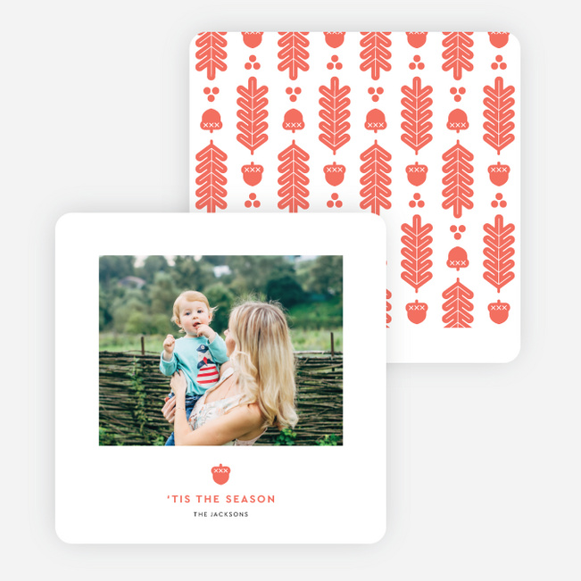 Acorn Crest Holiday Cards - Red