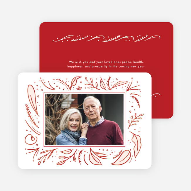 Painted Wreath Holiday Cards - Red