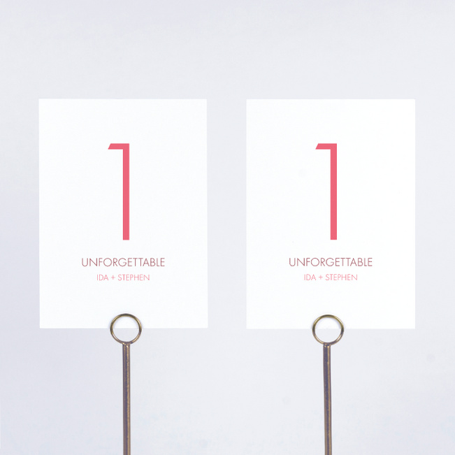 All Caps Wedding Table Cards - Pink