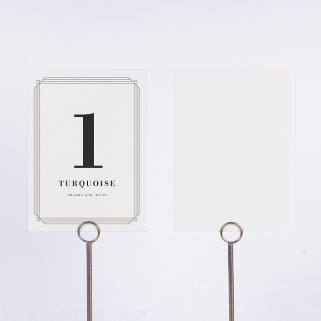 Art Deco Wedding Table Cards - Beige